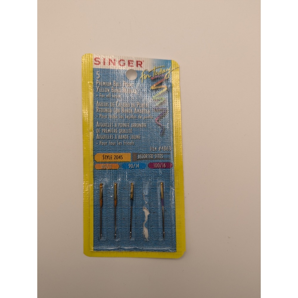 Singer Ball Point Yellow Band Sewing Machine Needles Style 2045 Assorted 4863